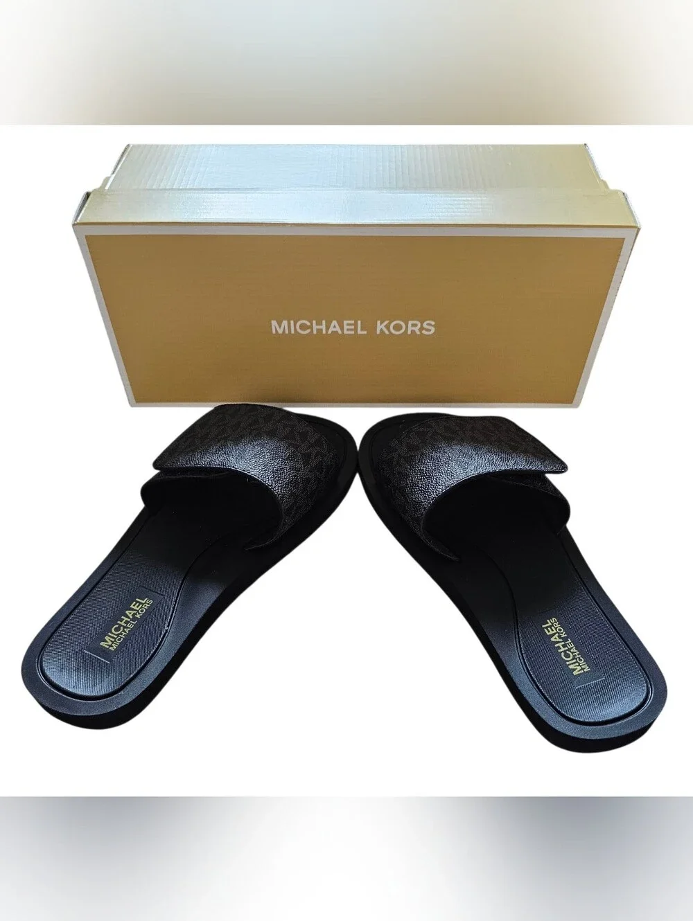 Michael Kors Women's Wade Black Logo Slide Sandals, Size 6m, New